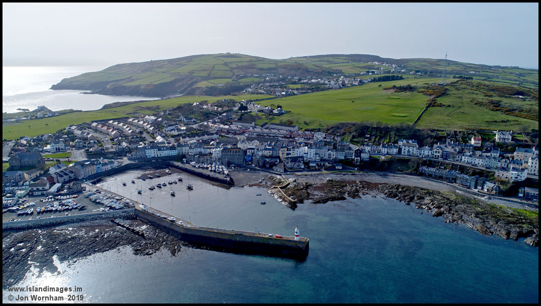 Aerial view of Port St Mary, Isle of Man 21/3/19